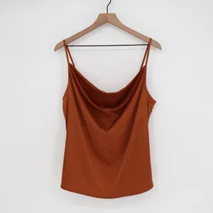 SHEIN Rust Brown Satin Cowl Neck Camisole Top Large Adjustable Straps thumbnail 2