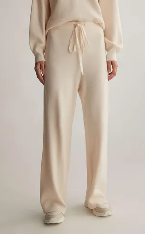 Oysho cream sweatpants joggers ribbed soft pants tracksuit Wide Leg High Waist thumbnail 1