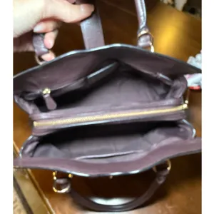 Coach Mercer 30 Satchel Plum Pebble Leather Handbag 37575 Gold Hardware thumbnail 12