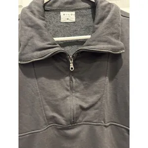 Anthro Wilo The Label Womens M Charcoal Gray Quarter Zip Pullover Sweatshirt thumbnail 2