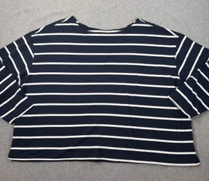 Old Navy Women's 3X Plus Size Navy Blue White Stripe 3/4 Sleeve Boat Neck Top thumbnail 1