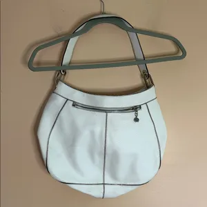 White Leather Shoulder Bag - Classic Women's Tote thumbnail 2