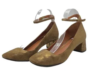 Coach Gold Suede Kitten Heels Ankle Straps 8.5 thumbnail 1