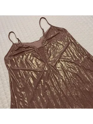 Victoria’s Secret Mauve Pink Rose Gold Shimmer Sz M Medium Nightie Slip Lingerie thumbnail 12