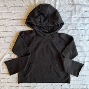 Athleta Small Womens Black Scuba Hoodie Hooded Sweatshirt Athletic Pull Over thumbnail 1