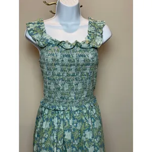 Society Social by Crown & Ivy Fit and Flare Midi Dress Blue Floral Cotton Size L thumbnail 3