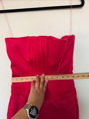 House of CB Laila Red Satin Strapless Hourglass Cocktail Mini dress Size XS long thumbnail 6