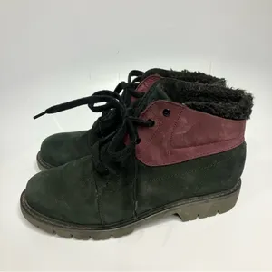 Cat Women’s Fret Faux Fur black & maroon‎ leather boots size 8.5 thumbnail 9