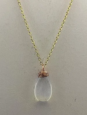 Handmade Opalite Drop Gold Chain Necklace thumbnail 3