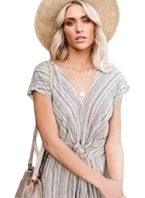 COPY - Vici Striped Twist Front Midi Dress Size Medium thumbnail 1
