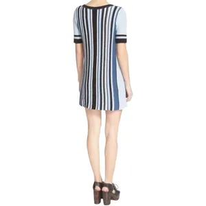 Free‎ People Tunic Sweater Mini Dress Boho Knit Navy Baby Blue Cozy Chic Small thumbnail 3