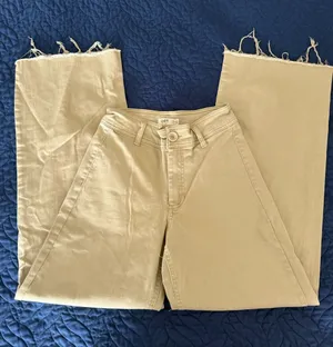 Oat New York High Waist Wide Leg Jeans in Beige / Cream thumbnail 1