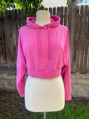 ALO Yoga cropped double take hoodie pink loungewear spring outdoor raglan sleeve thumbnail 2