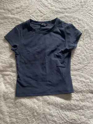 White Fox Boutique Take Me There Ribbed Baby Tee Navy thumbnail 4