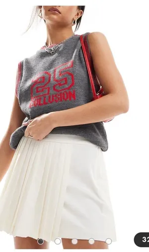 Abercrombie Pleated Wrap Mini Skort Cream thumbnail 3