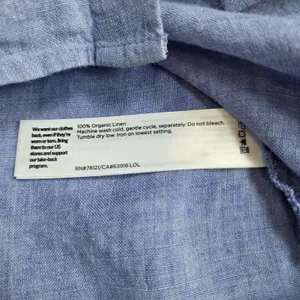 Eileen Fisher 100% Organic Linen Blue Button Down Top Size L Half Sleeve Boxy thumbnail 7