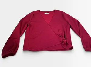 Madewell Raspberry Wrap V-Neck Long Sleeve thumbnail 1