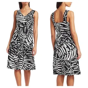 Nic+Zoe Abstract Print Sleeveless Dress‎ Women XS NWT Black White Stretch Knit thumbnail 2