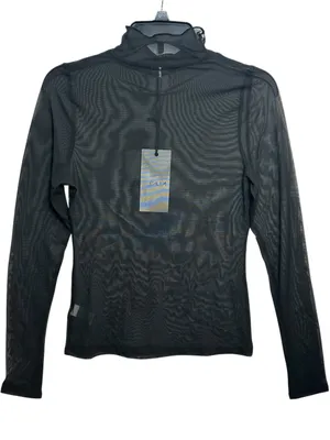 CALIA Draped Funnel Long Sleeve Sheer Mesh Top Small Pure Black NWT thumbnail 4