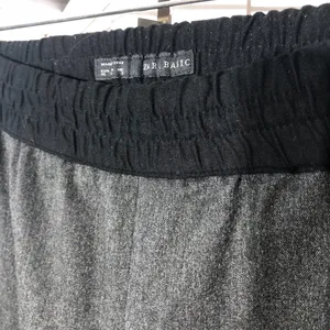 ZARA career pants gray cuffed hem relaxed barrel legs preppy academia heritage thumbnail 6