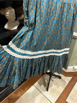 Luna Moon Blue Patterned Skirt with Lace Trim – Size Medium (NWT) thumbnail 5