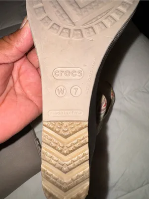 CROCS Brown Wedge Sandals with Multicolor Chevron Straps thumbnail 8