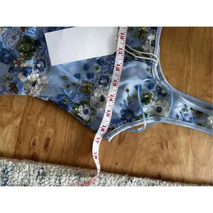 Blue sequence flower dress size medium thumbnail 5