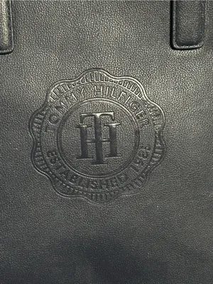 Tommy Hilfiger Dark Blue Embossed Logo Tote Handbag Purse NWT thumbnail 4