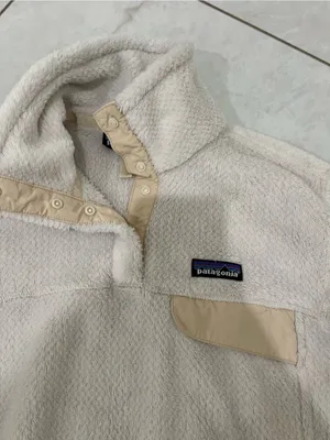Patagonia Polartec Snap Closure Fleece Pullover Cream Quarter Snap-T Size Medium thumbnail 2