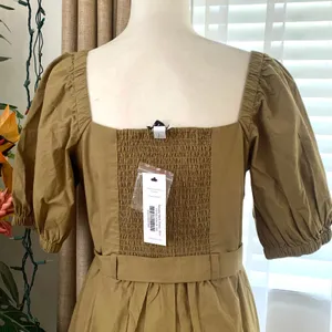 Amour Vert Square Neck Button Front Dress in Elm 100% Cotton thumbnail 9
