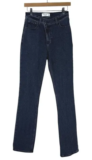 Abercrombie & Fitch The 90s Slim Straight Criss Cross Waist Jeans Black Size 0 thumbnail 1