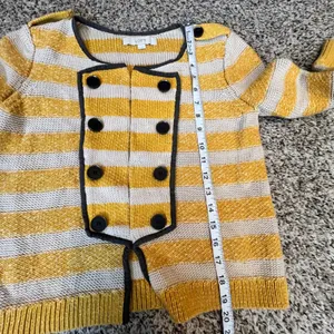 LOFT Women's Striped Double Breasted‎ Knit Cardigan Sweater Size S thumbnail 6
