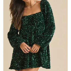 NEW Altar’d State Green Sequin Holiday Dress Plus Size Medium NWT thumbnail 3