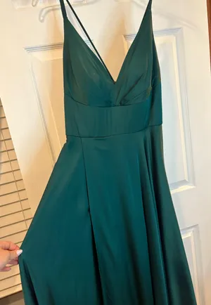 Emerald Green Silk Prom Dress thumbnail 4
