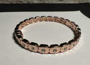 Premier Designs Rose Gold & Rhinestone Hinged Bangle Bracelet 7 Inch thumbnail 8