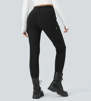 Halara High Waisted Zipper Pockets Solid Skinny Cargo Pants  thumbnail 3