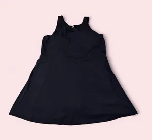 JoyLab Black Tank Skater Dress with white side stripes thumbnail 1