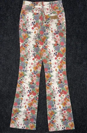 Free People x Wrangler Floral Print High Rise Bootcut Jeans 26 x 34 Western Boho thumbnail 1