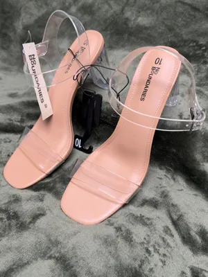 No Boundaries Nude Clear Strap Block Heel Sandals thumbnail 6