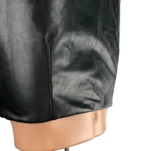Abercrombie & Fitch Black Faux Leather Vegan High Waist A Line Mini Skirt Size L thumbnail 3