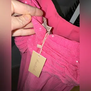 Hutch Anthropologie Tylia Maxi Dress Barbie Pink Ruched Bodice Sequined 4 NWT‎ thumbnail 5