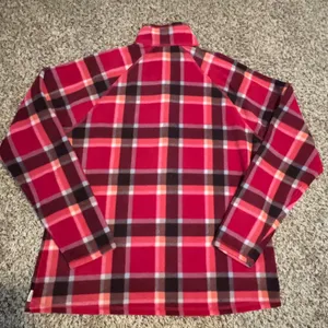 Eddie‎ Bauer Womens Red Plaid Fleece Quarter Zip Pullover Mock Neck Large thumbnail 5