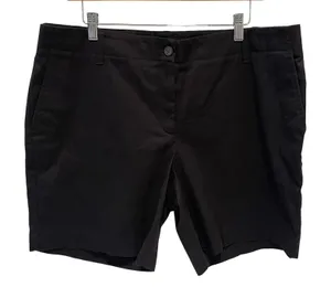 Talbots Chino Shorts Women 14 Black Preppy Classic‎ Stretch Mid Rise Twill 7in thumbnail 1