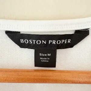 Boston Proper Sport Dress Medium White Red Blue Striped French Terry Flounce Hem thumbnail 9