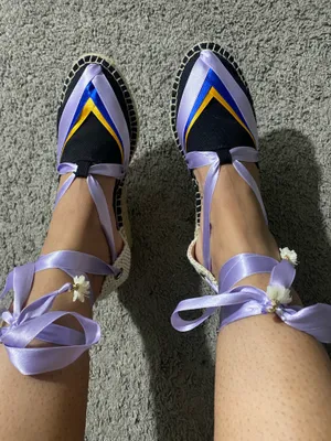 Women’s Size 38-handmade Lavender Ribbon Espadrille with Blue Accent thumbnail 11