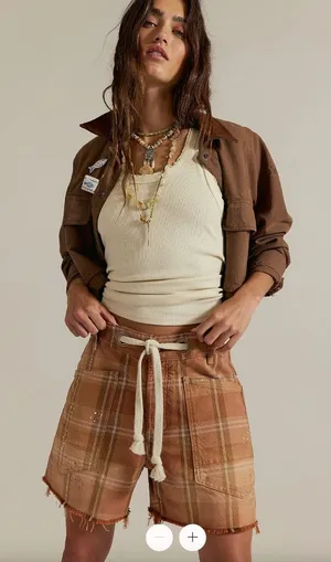 NWOT Free People We The Free Moxie Printed Barrel Shorts thumbnail 1