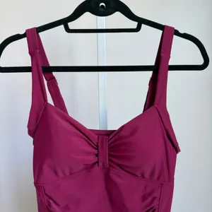 Tempt Me Ruched Beachy Tummy‎ Control One Piece Swimsuit Medium Burgundy thumbnail 2