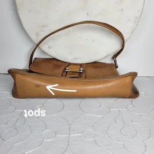 VTG Franco Sarto Y2K Leather Shoulder Bag Tan Alligator Trim Baguette Purse thumbnail 14
