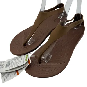 Crocs Serena Flip Sandal Brown Women 6 Slingback Thong Casual Wedge Slip On New thumbnail 1