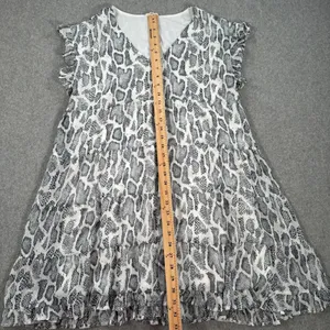 Jodifl Women's Small V-Neck Babydoll Mini Dress Animal Snake Print Ruffle Sleeve thumbnail 5